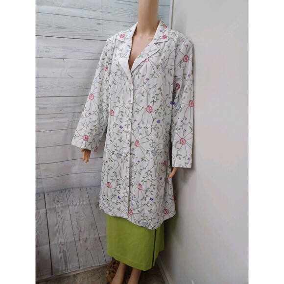 Maggie Sweet/Lily Taylor Green White Floral Suit Set 2 Pc Jacket Skirt Sz 1X - Picture 1 of 9